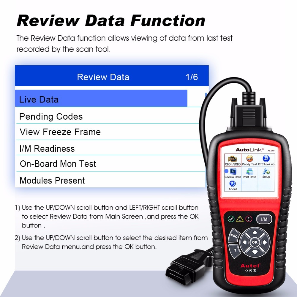 Autel AutoLink AL519 Engine ABS SRS Code Reader Lifetime Free Update Online