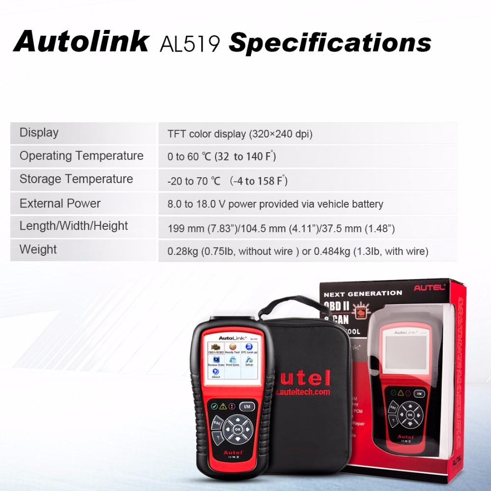 Autel AutoLink AL519 Engine ABS SRS Code Reader Lifetime Free Update Online