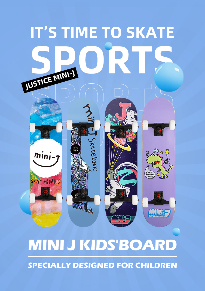 100% Canadian hard rock sugar maple skateboard complete Mini-JUSTICE skateboard for kids