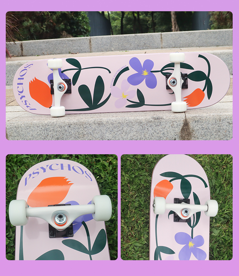 100% Canadian hard rock skateboard complete PSYCHOS skateboard -Flower Series