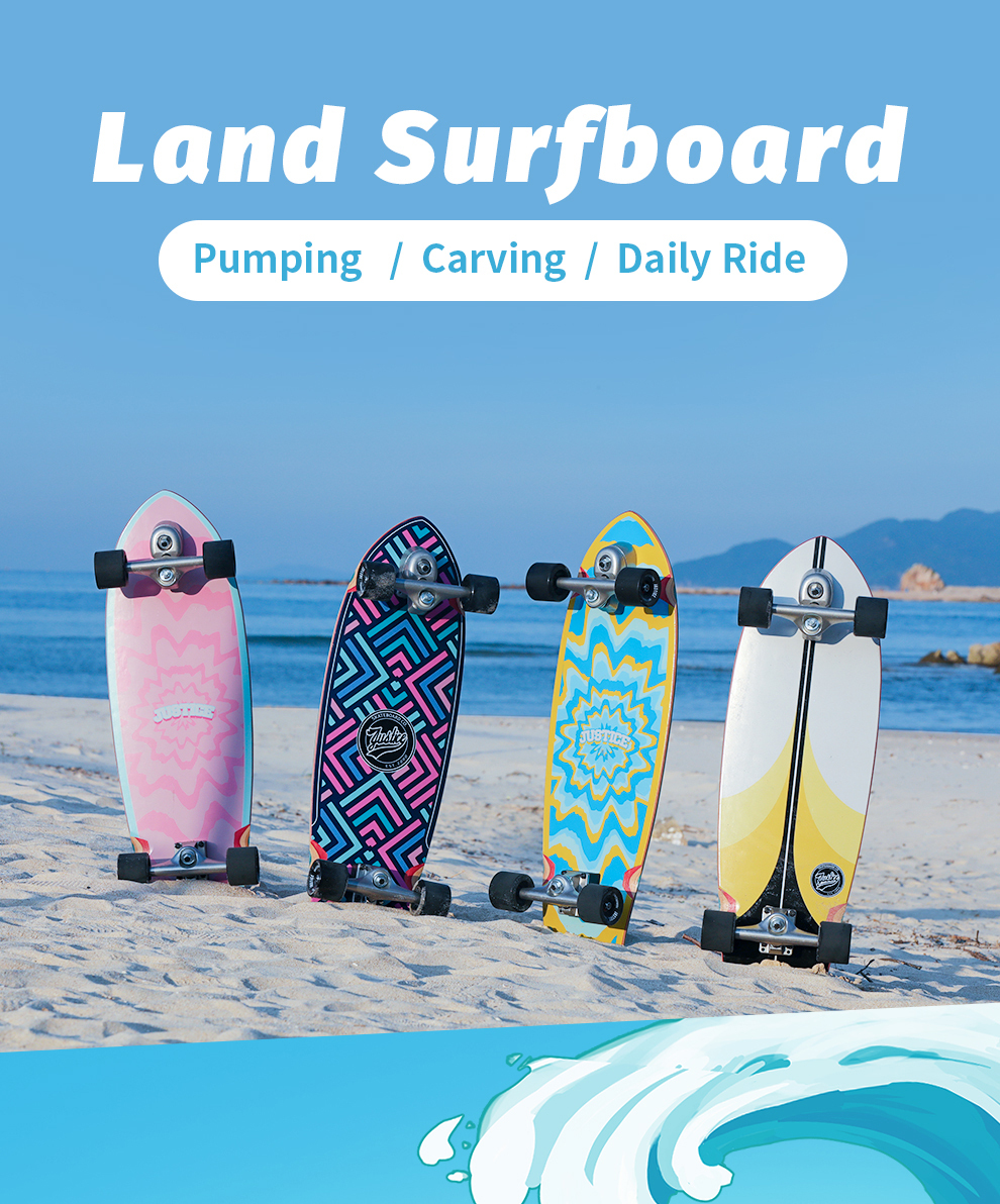 Professional Canadian hard rock sugar maple Land Surf Skate complete JUSTICE surfboard 