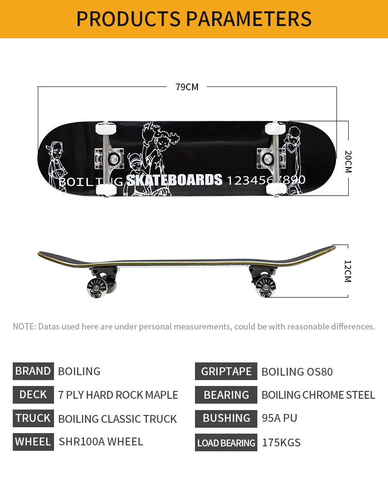 100% Hard Rock maple skateboards BOILING brand professional skateboard