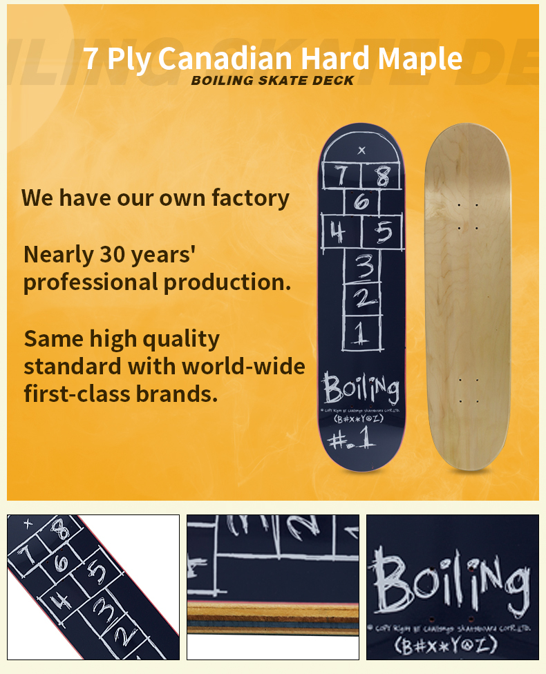 100% CANADIAN Hard Rock Sugar maple skateboards BOILING brand professional skateboard