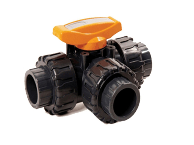 Plastic Irrigation Valve PVC 3way Ball Valves With Orange Handle
