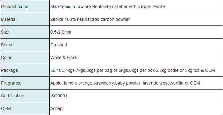 Low Dust Bentonite cat litter mineral with active carbon cat litter  