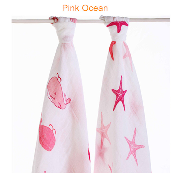 muslin swaddle blanket pink ocean