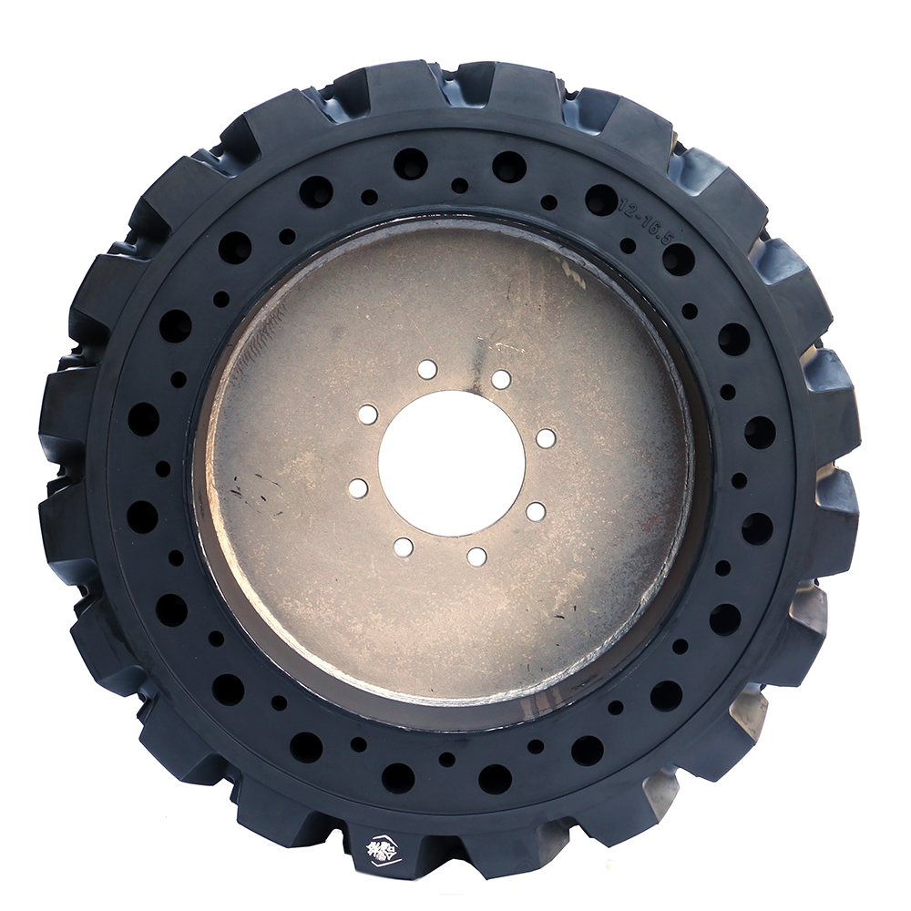 China factory direct 12-16.5 skid steer tire solid tyre with wheel for bobcat loader