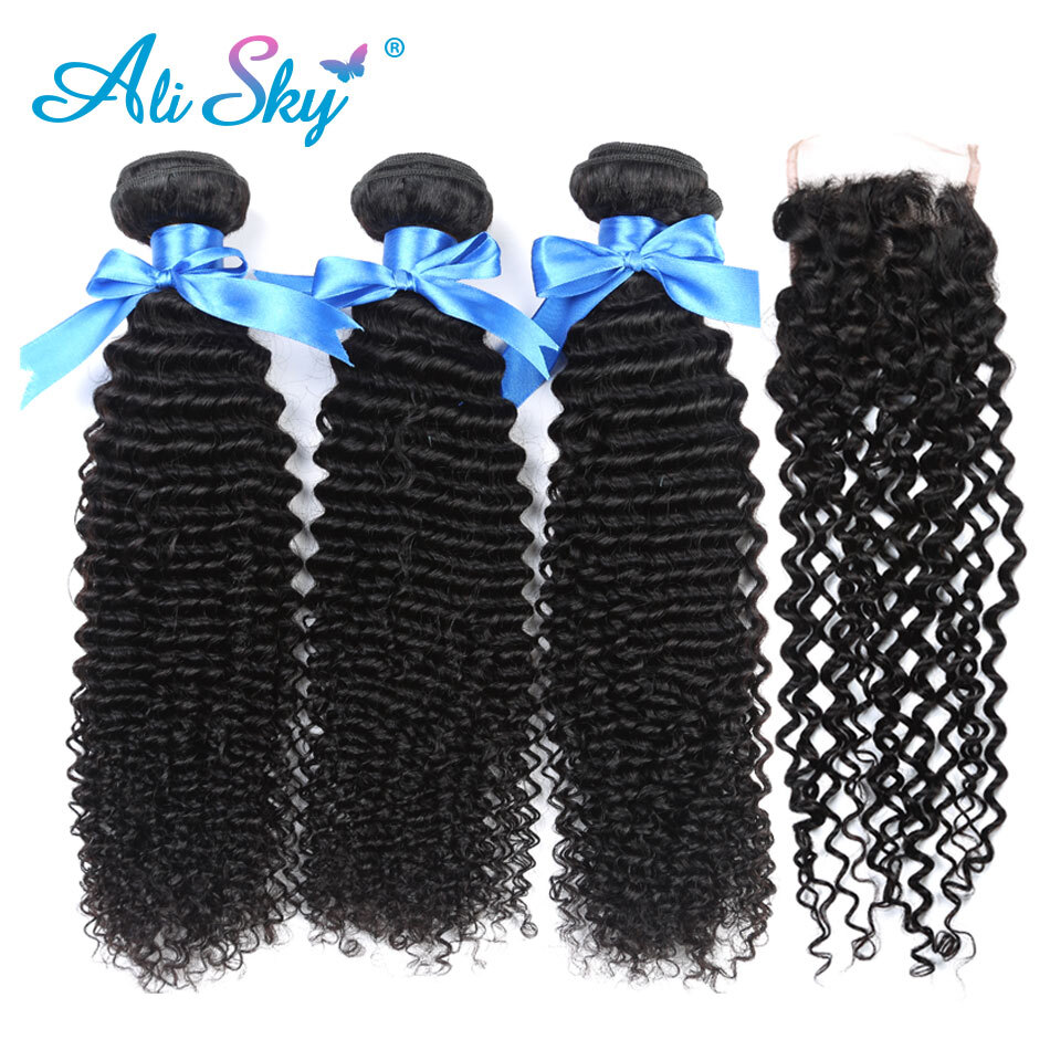 New Arrival Indian Jerry Curly Virgin Hair 3 Bundles With Lace