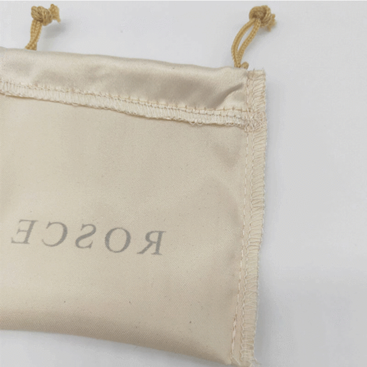 Super Soft White Rose Gold Underwear Lingerie Cloth Dust Packaging Pouch Custom Logo Printed Silk Drawstring Bag