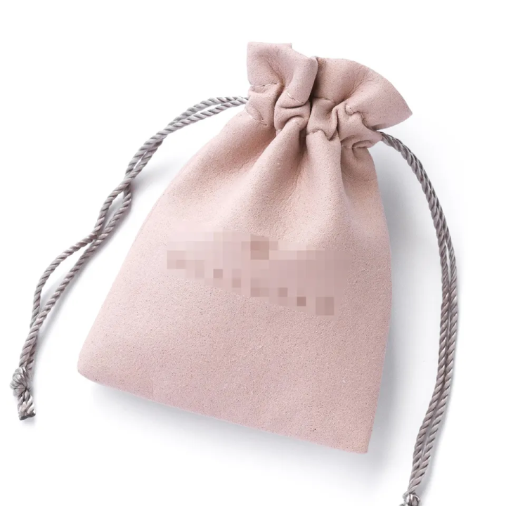Custom Emboss Velvet Jewelry Pouch Bag Jewelry Packaging Bag Faux Suede Drawstring Pouch for Gift