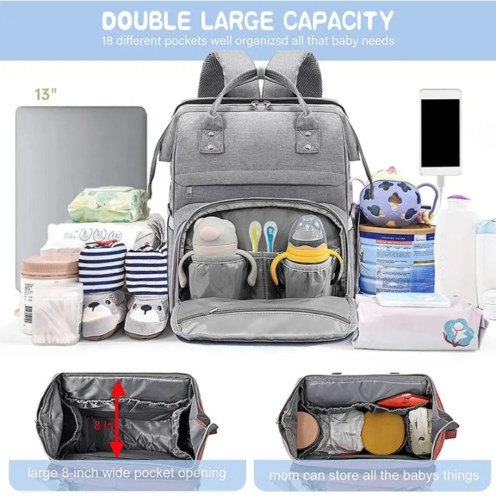 Custom Downtown Travel Changing Bag Eco-friendly Multi Functional Baby Diaper Bag