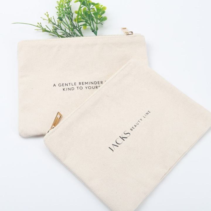 Wholesale Zipper Makeup Bag Eco-Friendly Cotton Canvas Accessory Pouch Double Sided Cosmetic Bag