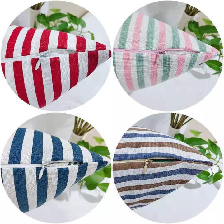 High quality striped cotton and linen fabric household printed sofa backrest pillow case cushion cover
