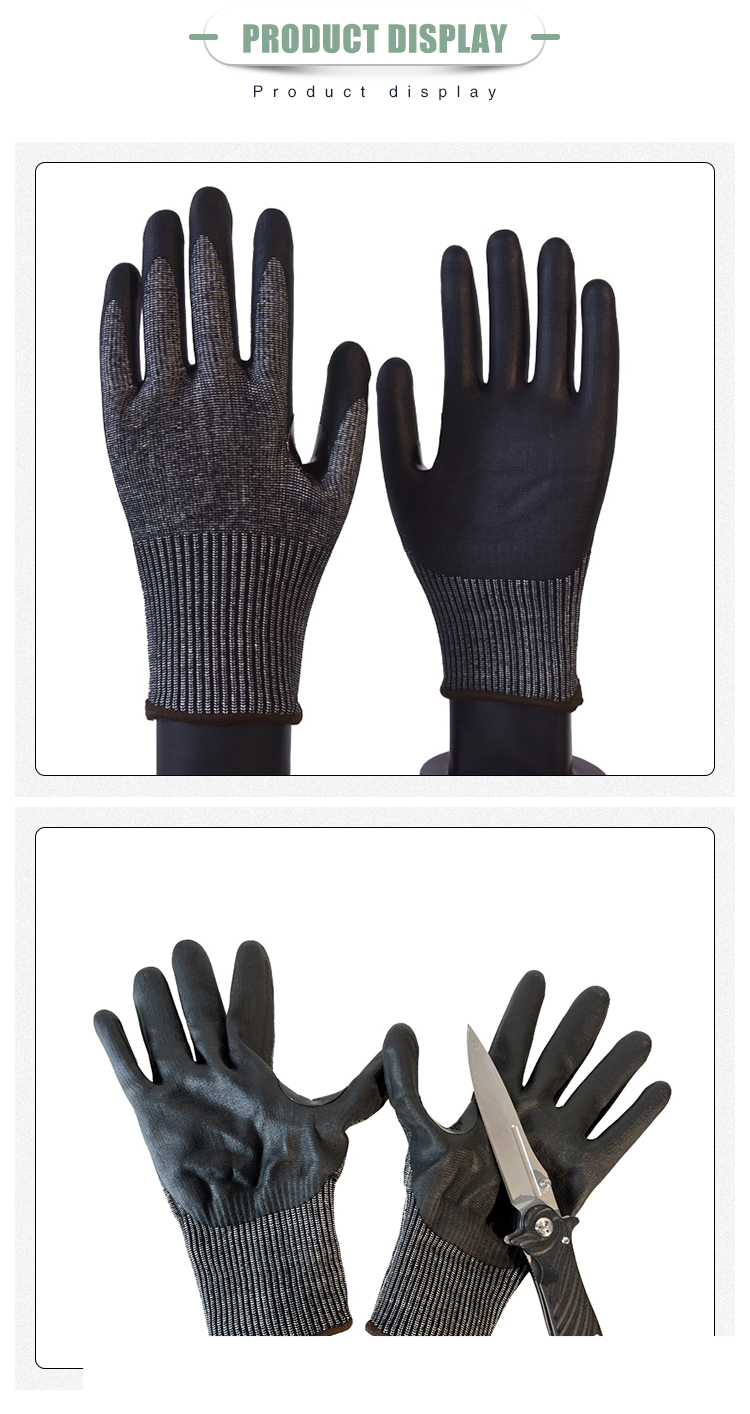 high quality customized black 13G HPPE STAINLESS STEEL WIRE liner nitrile foam coated industrial work safety glove