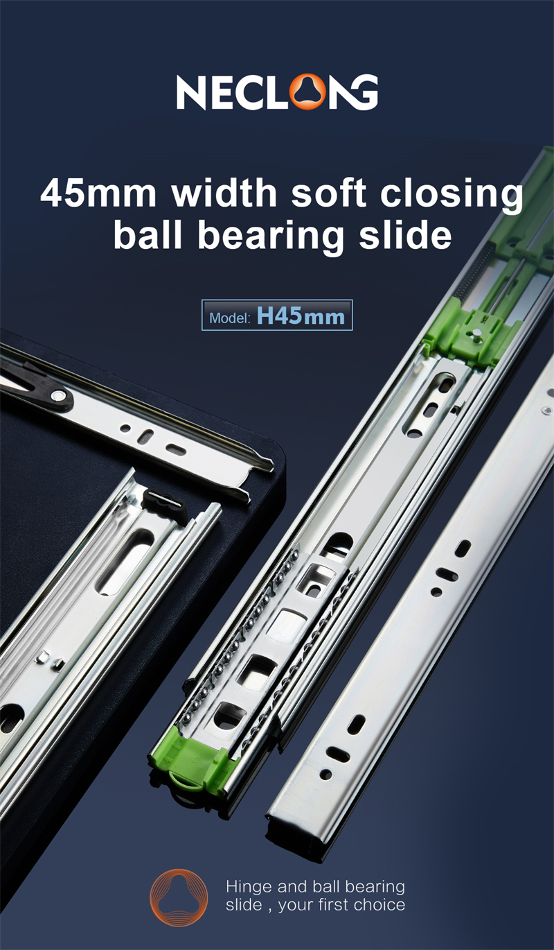 Soft Closing Three-fold BBS Drawer Slide Ball Bearing Slide 10-22Inch Furniture Cabinet Hardware