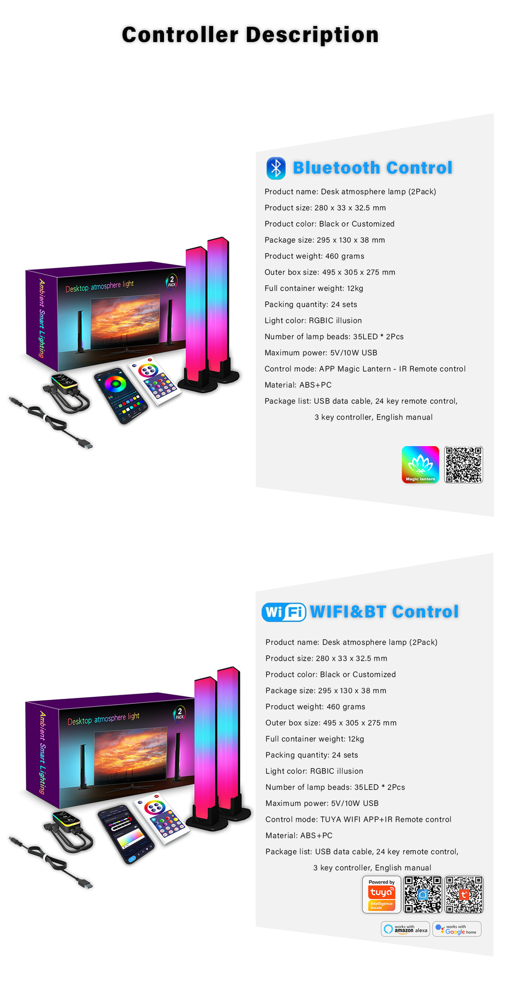 XRTECNA Hot sell 2PCS Flow Light Bar APP Control Smart LED Light