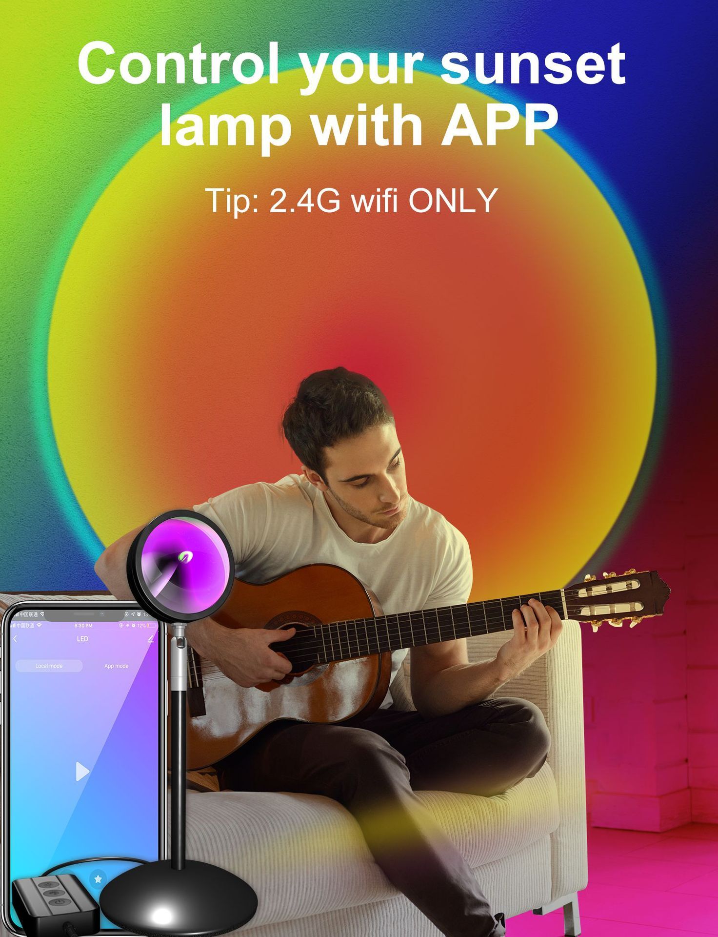 XRTECNA Tuya Smart Sunset Lamp Night Light Sunset Projector Table Lamp APP Remote