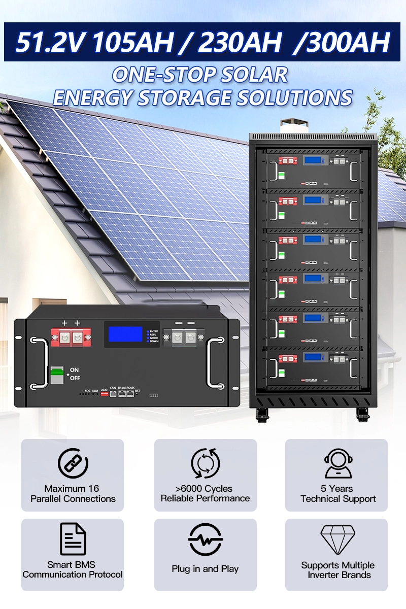 Edobo 48V 100Ah Lifepo4 Battery Solar Lithium Battery 5kWh Lithium Ion Battery for Home Solar System