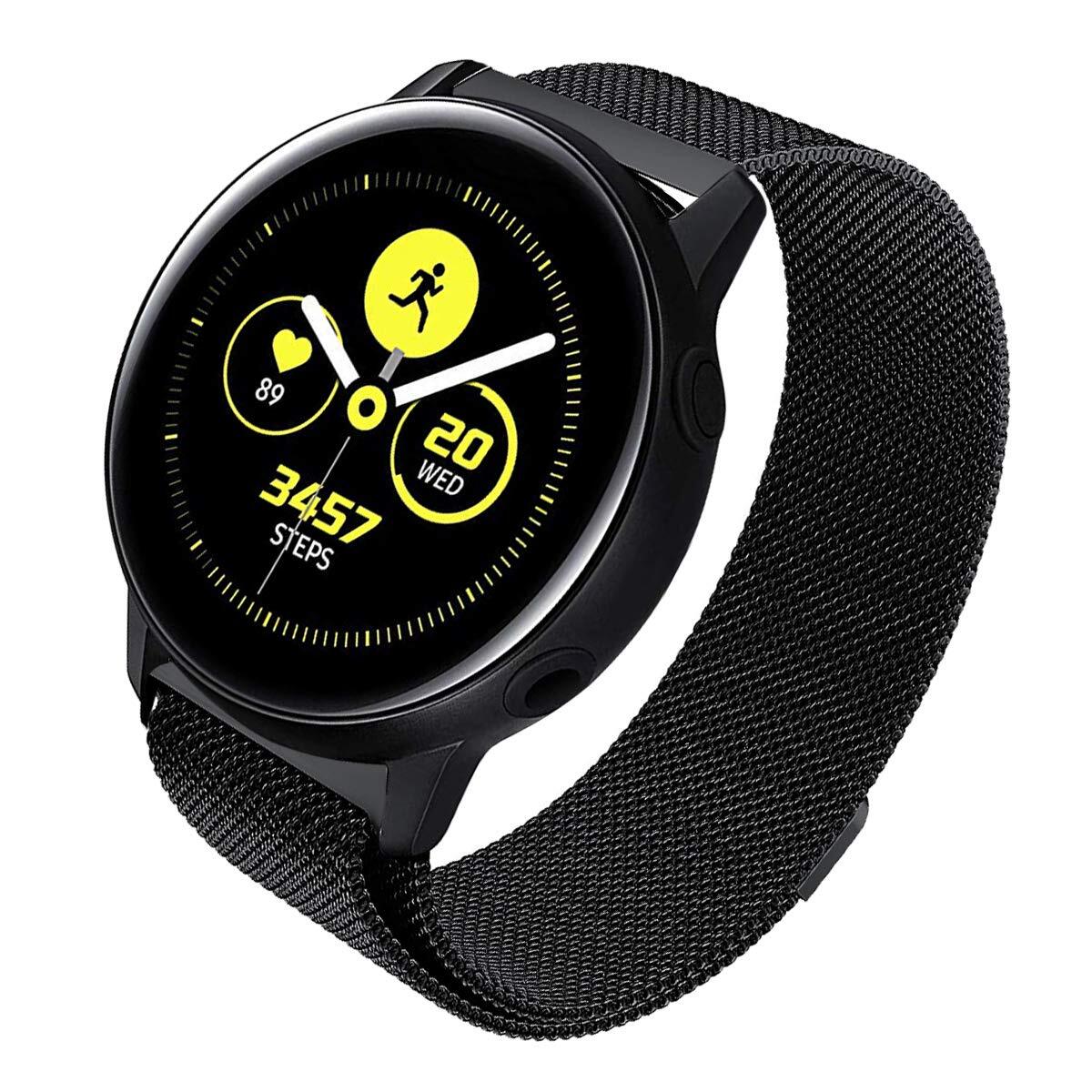 V Moro Milanese Band Compatible With Galaxy Watch Active 40mm Bands 20mm Black Loop Mesh Stainless Steel Replacement For Samsung Galaxy Watch Active 40mm Galaxy Watch 42mm Gear Sport 5 5 8 2
