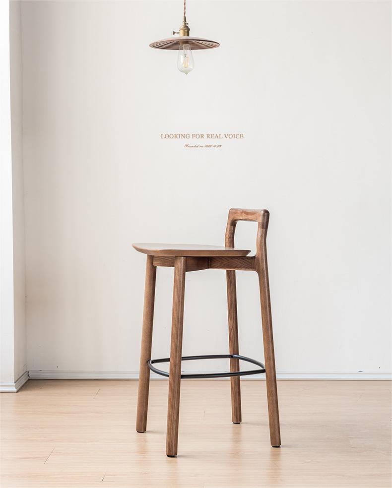 TPZ082 Nordic solid wood bar furniture high leg chair  