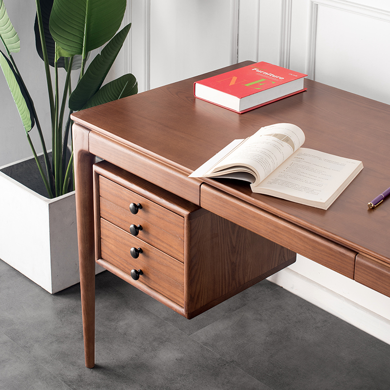 TPZ014 Nordic Modern walnut color elegant solid wood office study desk table  
