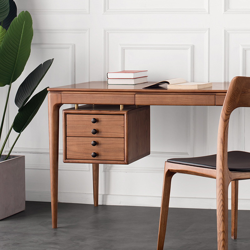 TPZ014 Nordic Modern walnut color elegant solid wood office study desk table  