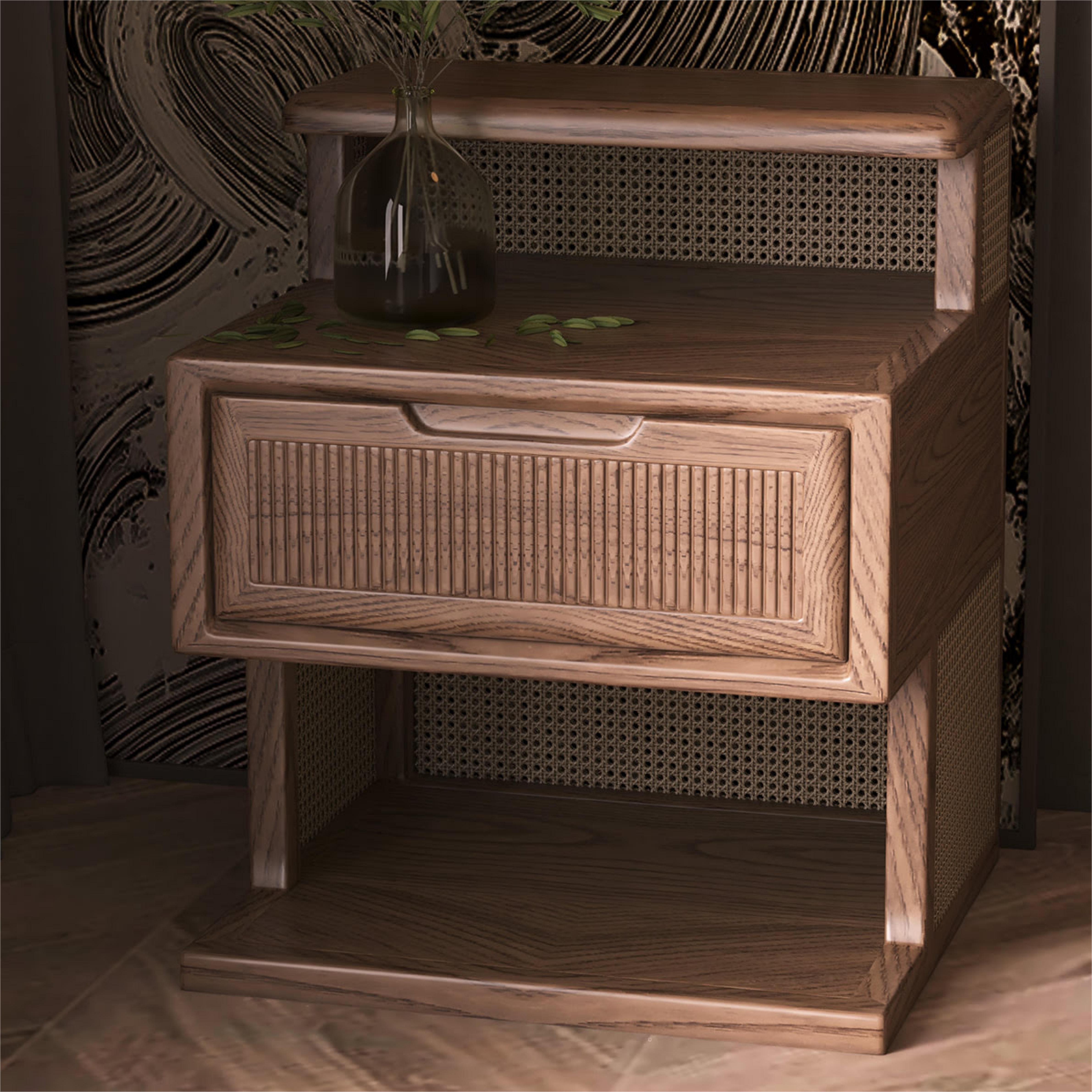 TBG-W02-3 solid wood rattan bedroom furniture set night stand night table bed side table unique modern natrual solid wood rattan bedroom furniture night stand night table  night stand,night table,side table,side cabient,bed side table