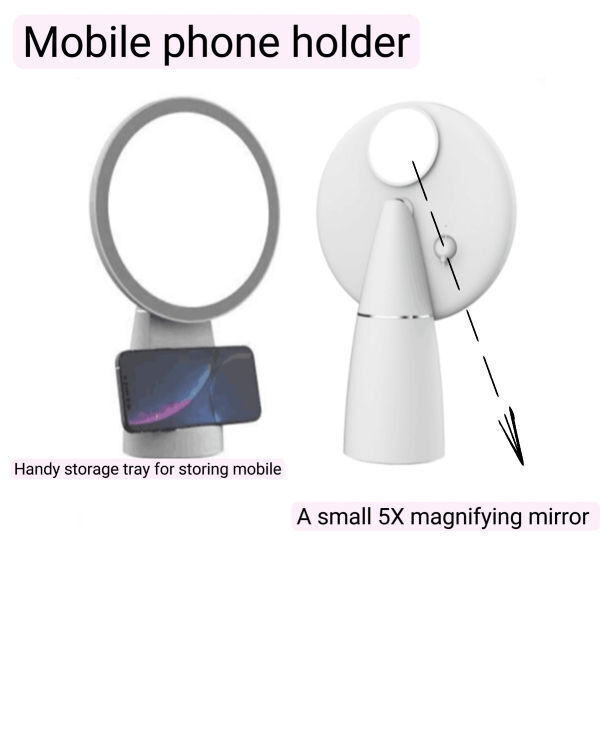 Rechargeable 2000mAh Make-up Mirror with Mobile Phone Holder supplier