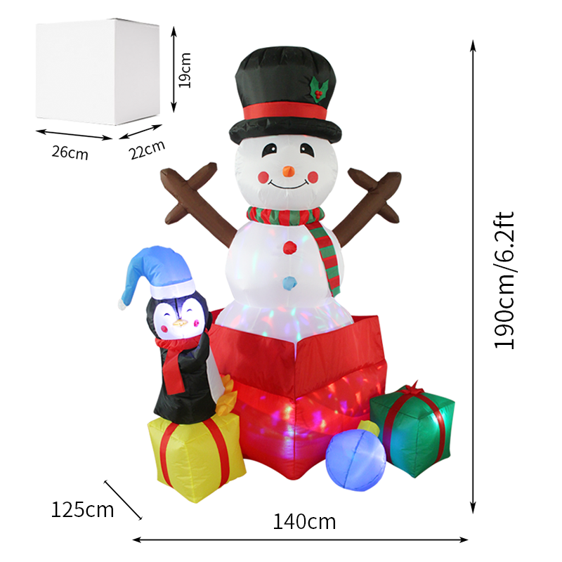 inflatable Snowman LED Inflatable Christmas Outdoor Luminous Xmas Props Christmas Decoration for Home New Year Party Decor LED Inflatable Christmas Gift Box Snowman  