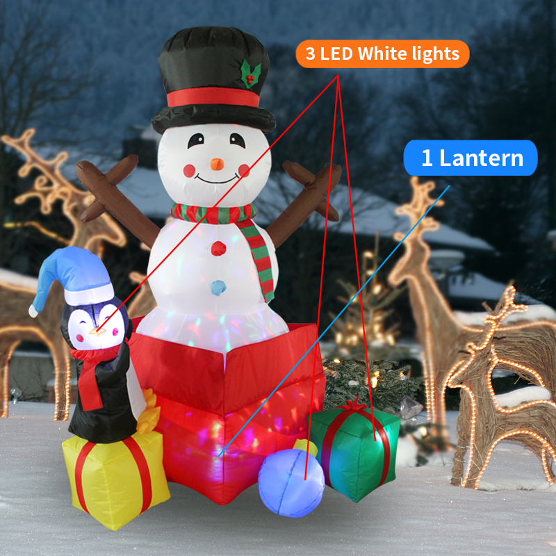 inflatable Snowman LED Inflatable Christmas Outdoor Luminous Xmas Props Christmas Decoration for Home New Year Party Decor LED Inflatable Christmas Gift Box Snowman  