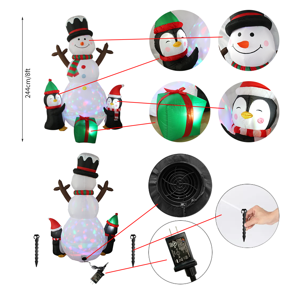 Christmas Inflatable Snowman GZ Aotian Gift Pack Outdoor Kaleidoscope Lights Christmas Inflatable Snowman Decorations Christmas Inflatable Snowman,LED Inflatable