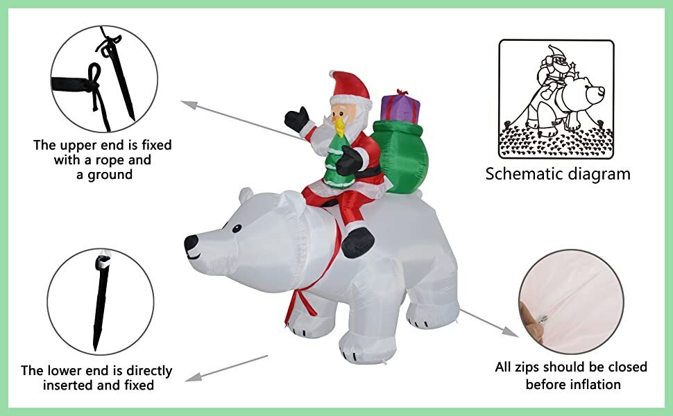 Santa Clause super september 6 FT Blow Up Christmas Inflatables Outdoor Santa Clause Riding The Polar Bear Decoration Santa Clause,Polar Bear