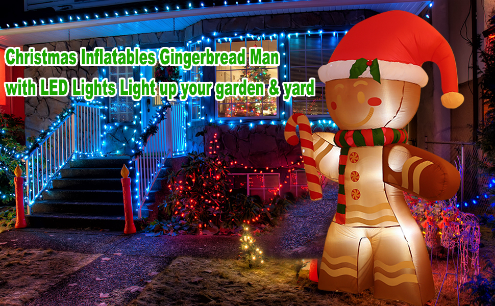 Gingerbread Man super september 8 FT Gingerbread Man Built-in LED Blow Up Christmas Inflatables Decoration Gingerbread Man,Christmas Inflatable