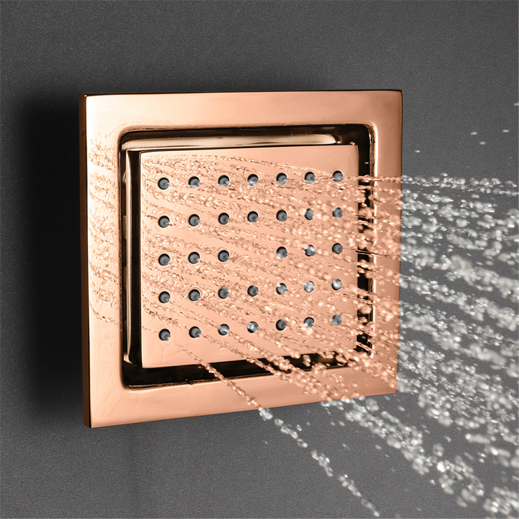 Rose Gold Shower Faucet Set Ceiling Embedded 36*12 Inch Rain Waterfall Column LED Shower Head with Music Speaker System