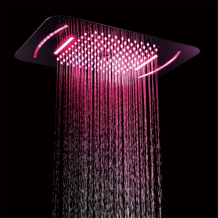 Ceiling Mounted LED Shower Head SUS304 580*380mm Mist Rain and Waterfall Shower Head Remote Control 