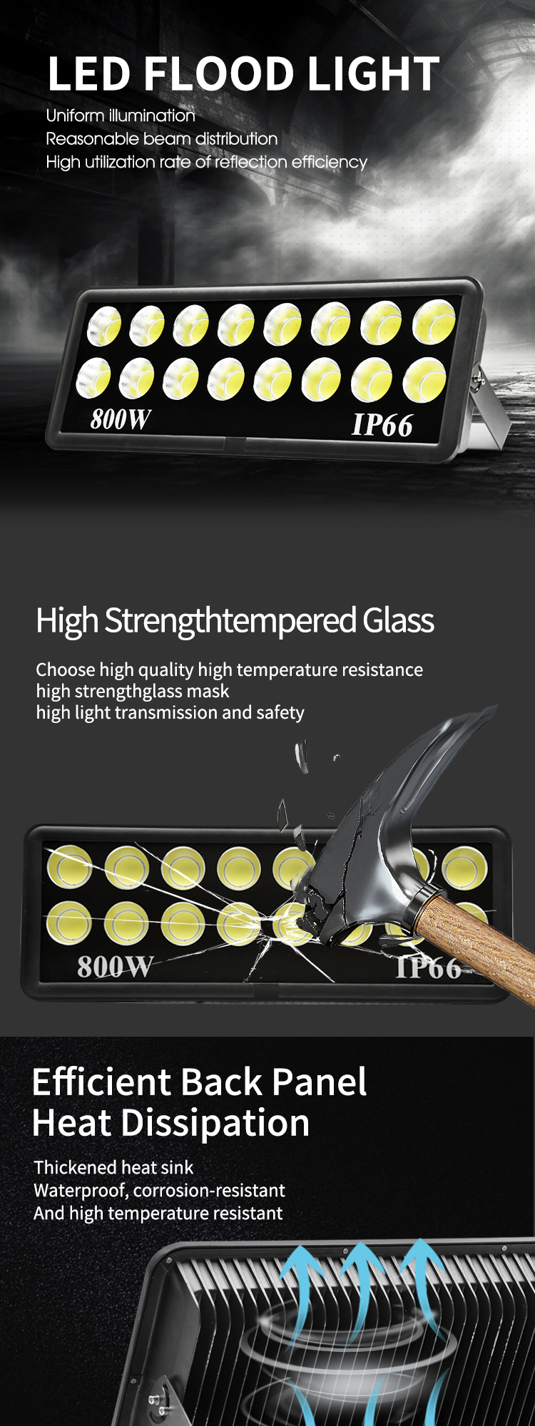 LD-TG-GTQ01 400w 500w 800w 1000w COB flood light led floodlight 600W cob led flood lights