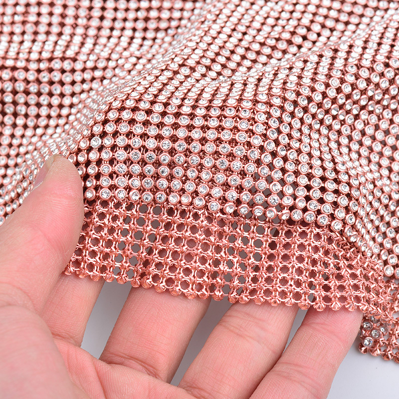 45x120cm Silver Aluminum Mesh Glass Rhinestones Trim Metal Fabric Crystal Mesh Banding Sewing Strass Applique for Jewelry