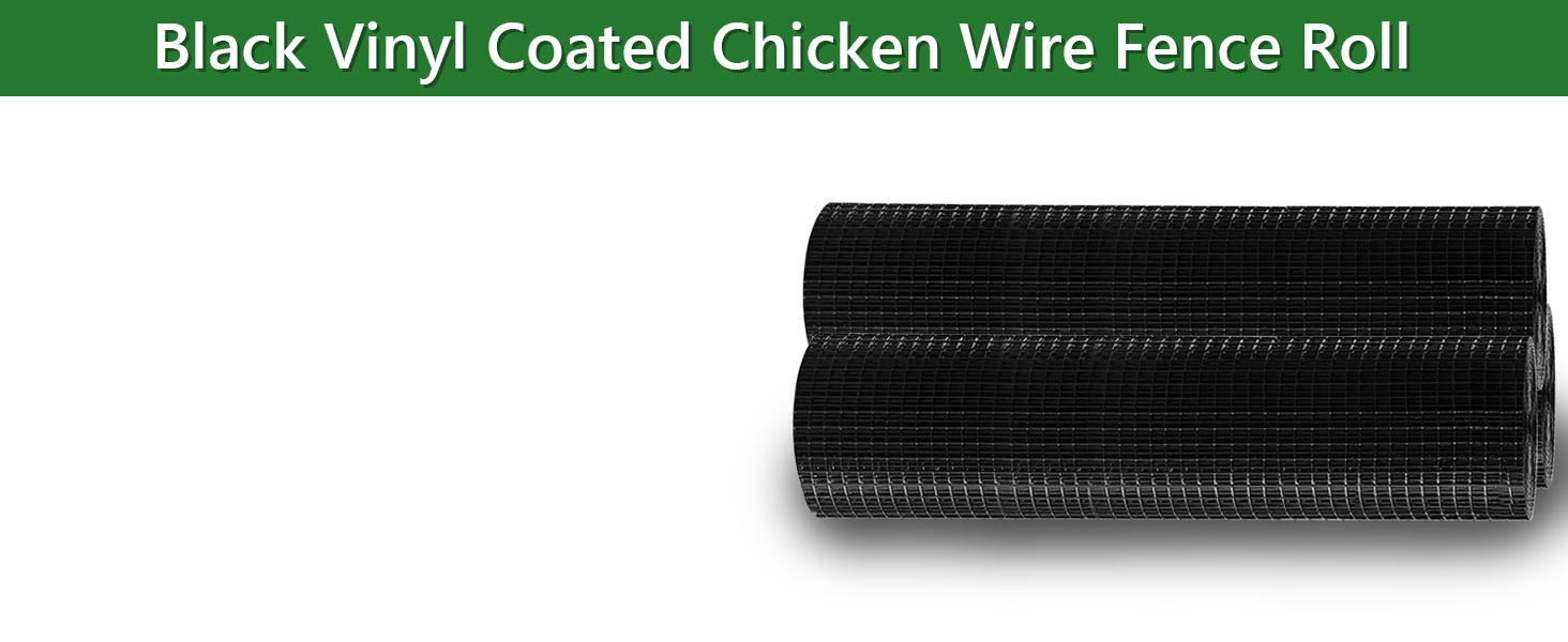 Black Vinyl Coated Chicken Wire Fence Roll
