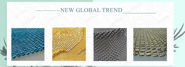 Gold metal mesh sequin fabric with beads sequin