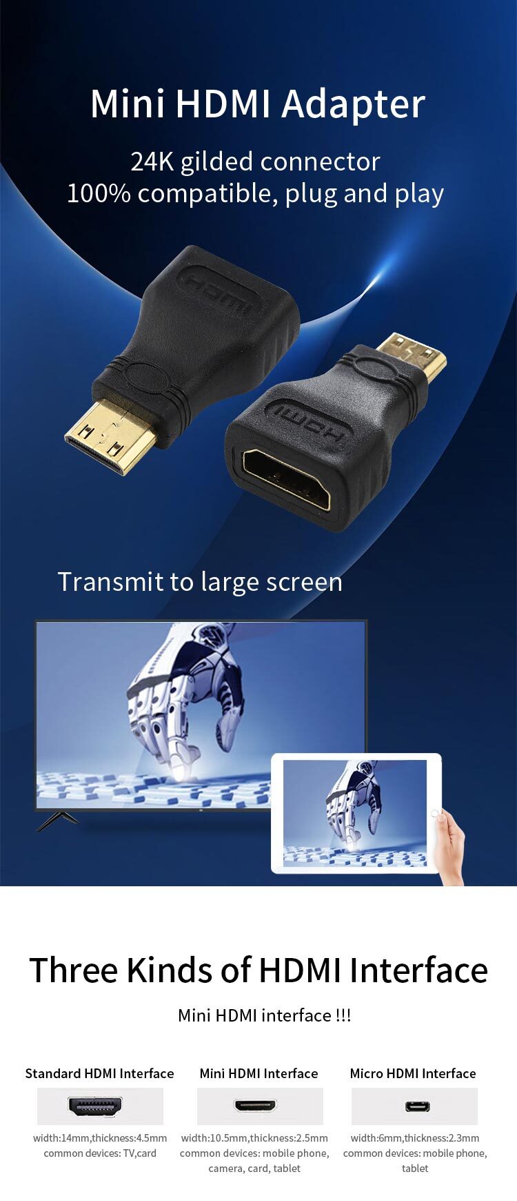 PeakDo HDMI AF to HDMI CM Male to Female Adapter  HDMI Adapter Male to Female,HDMI Adapter Male to Female 90 Degree