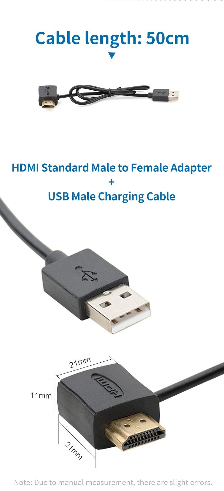 PeakDo HDMI Standard Male to Female + USB Male Charging Cable  HDMI Charging Cable