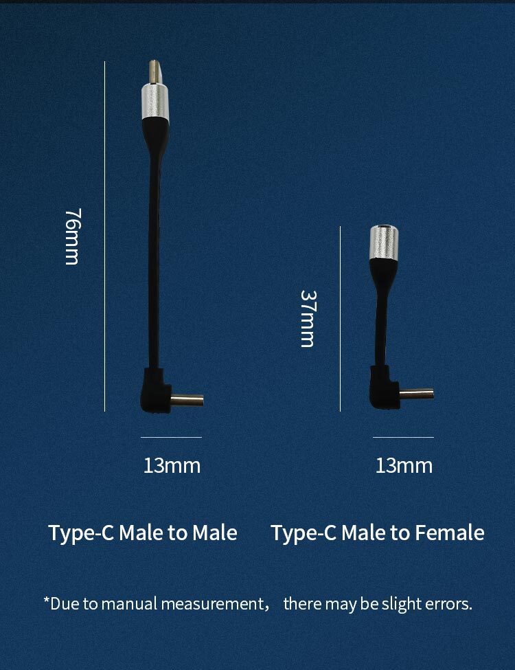 PeakDo Type-C Male to Female U-Shaped Flexible Adapter Cable Elbow 90/180 Degrees 3.7cm  Type-C Male to Female cable,Type-C cable,USB-C cable