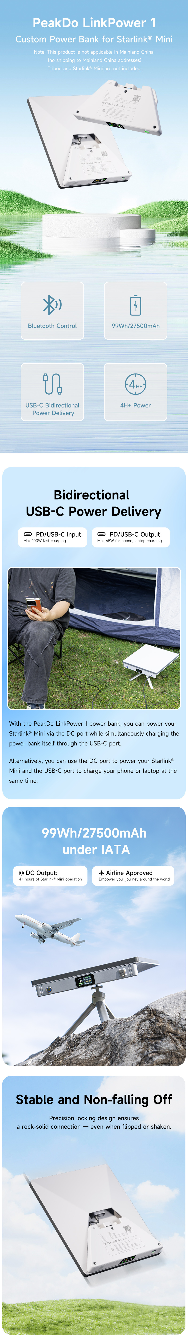 PeakDo LinkPower Power Bank for Starlink Mini
