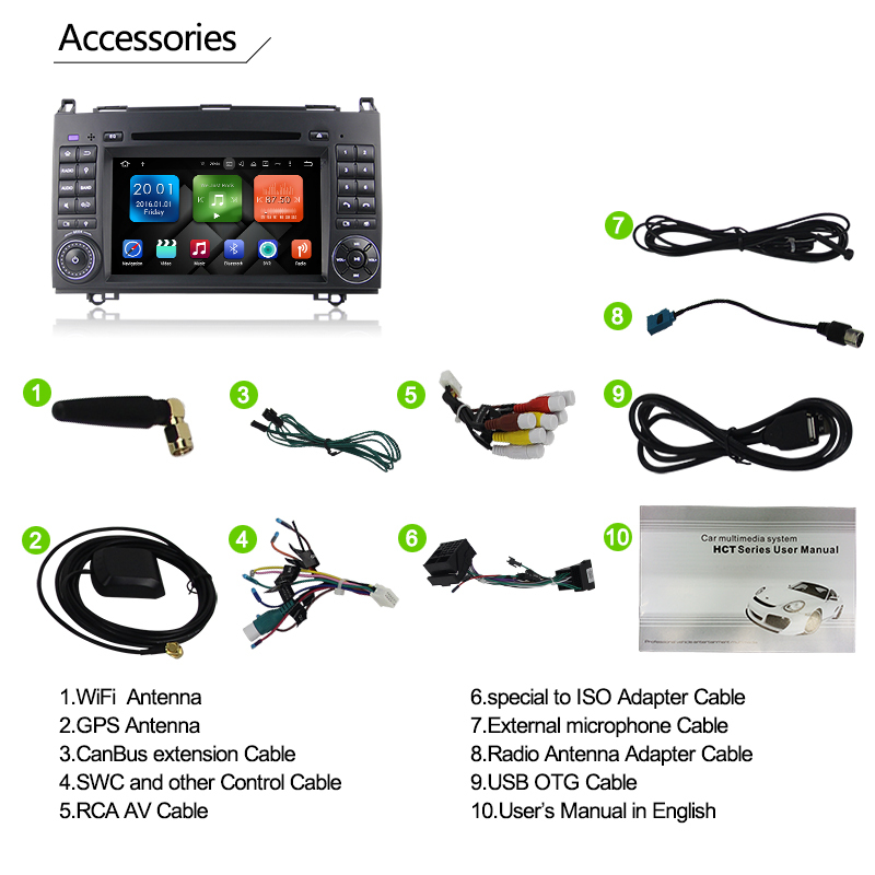 Bluetooth Android Wifi Aux Car Stereo FM Radio Fit Mercedes Benz W169  A180/A200