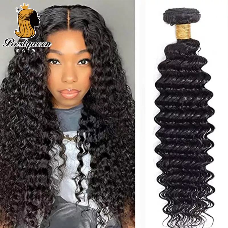 BestqueenHair Raw Brazilian Deep Wave Human Hair Weave Bundles,Raw Wholesale Bundle Virgin Hair Bundle  