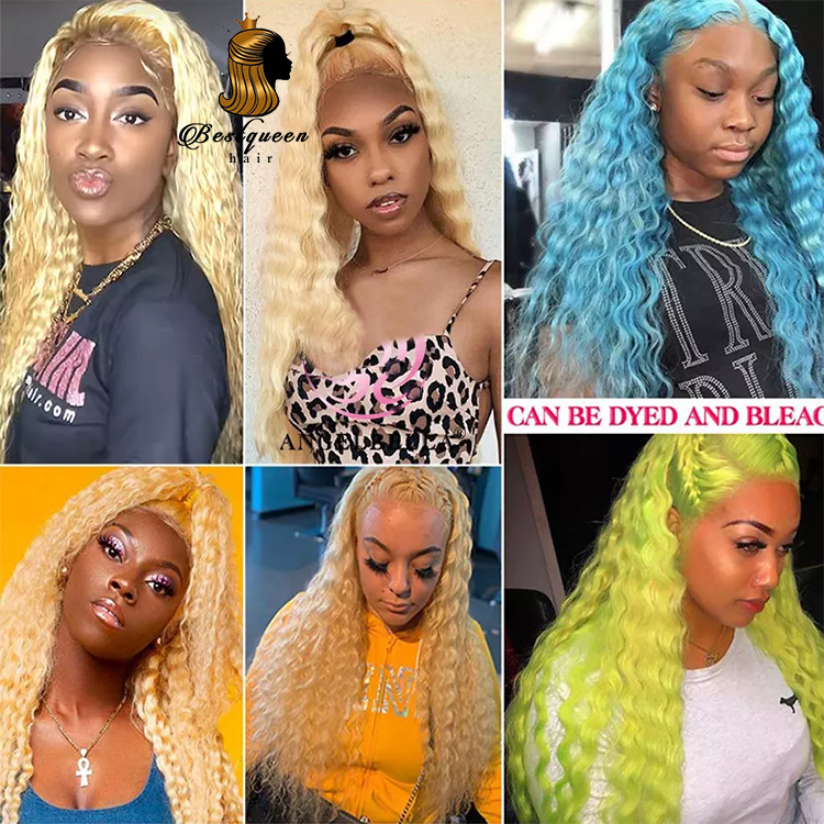BestqueenHair Blonde 613 Color 40 Inch Long Brazilian Deep Wave Hair Bundle Human Hair Virgin Brazilian Hair Weave  