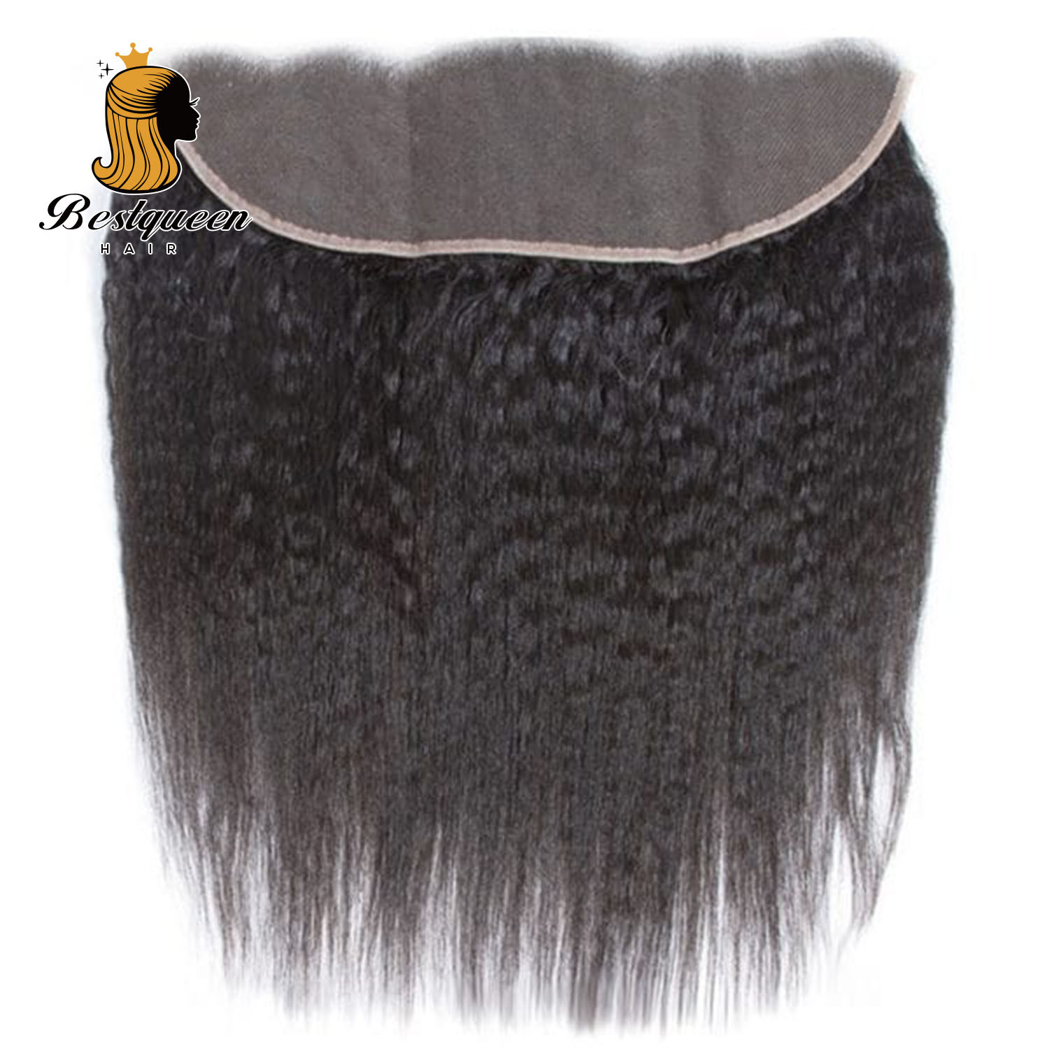 BestqueenHair Kinky Straight Lace Closure 13*4 Illusion Lace Frontal Kinky Straight ,Invisible Lace Raw Unprocessed Hd Closure Frontal  