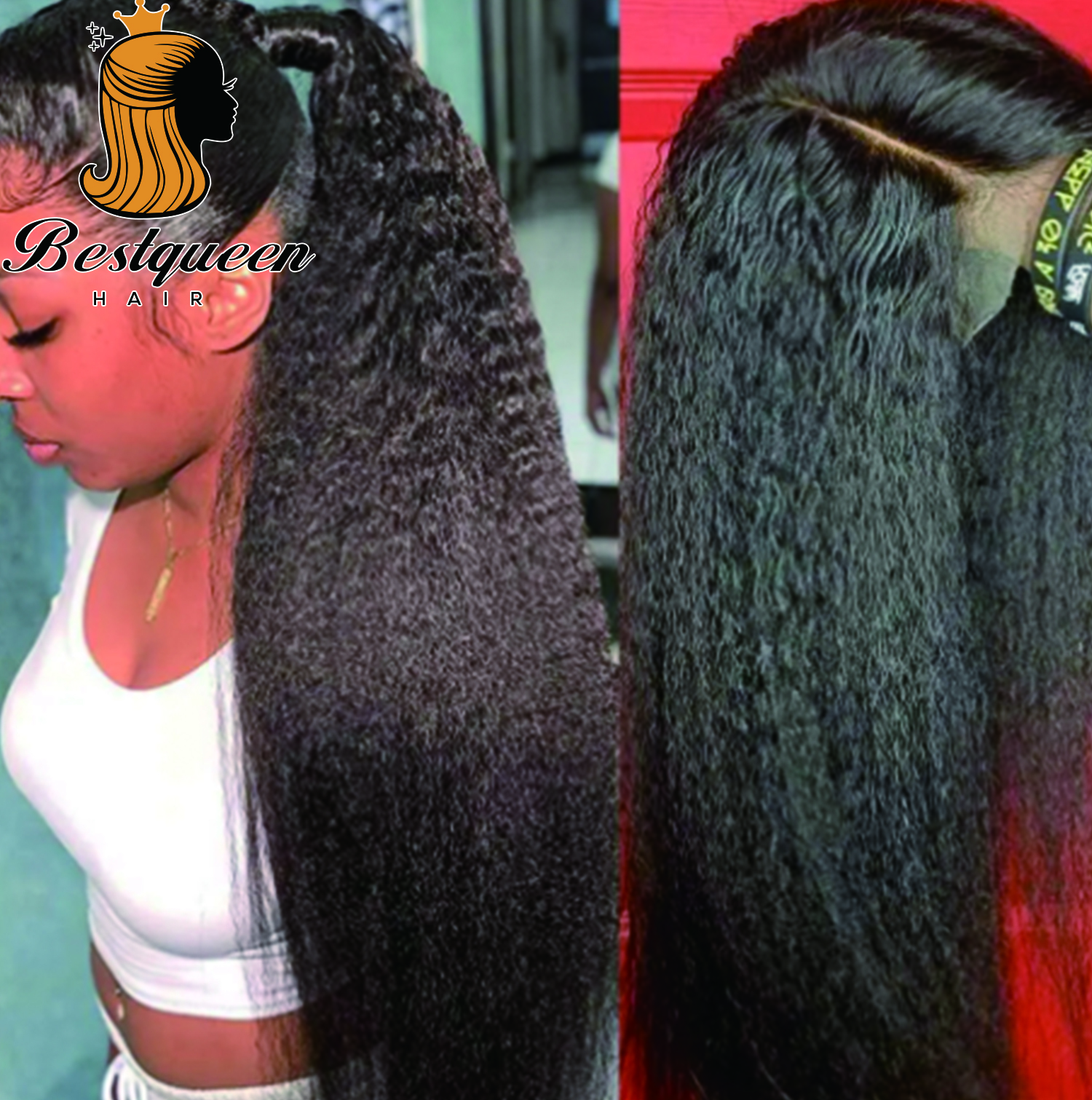 BestqueenHair Kinky Straight Lace Front Wig 100% Virgin Human Hair Raw Unparocessed Wig Vendors 13x6 Hd Lace  