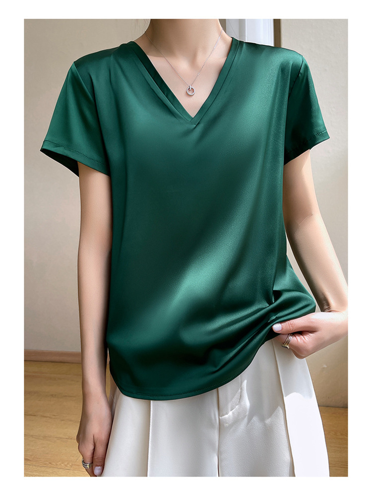 Custom Vintage in Bulk Korean Clothes Tee Blank Tshirts Girls Plain T-shirts Satin T Shirts For Women  