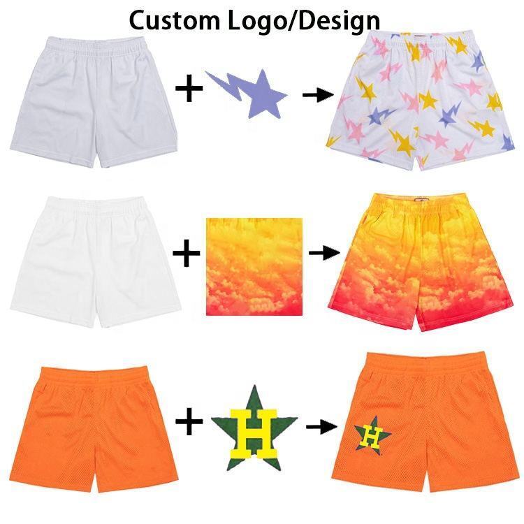 Wholesale Custom Logo Mesh Shorts Sports Sublimation Print Jogger Polyester Basketball Casual Elastic for Men Style Mesh Shorts customize your own shorts  